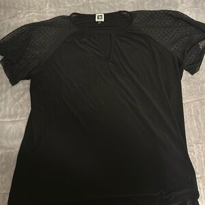 Anne Klein black shirt with Lacey sleeves
